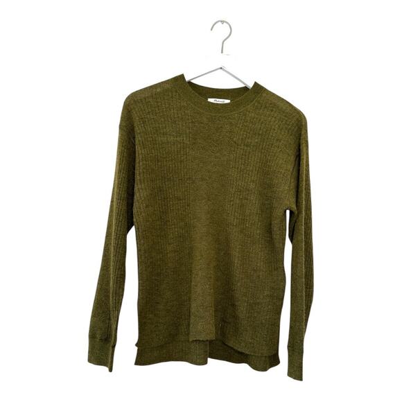 Madewell Ribbed Alpaca-Blend Crewneck Sweater Olive Green Size XXS - Picture 2 of 8